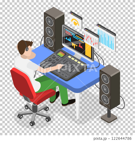 3D Isometric Flat  Illustration of Sound Designer. Item 2 122644786