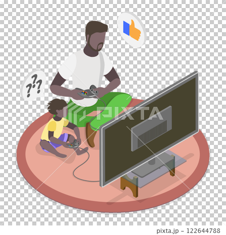 3D Isometric Flat  Set of Video Game Scenes. Item 2 122644788