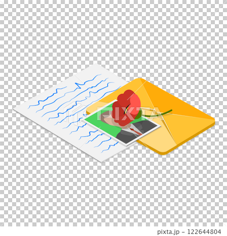 3D Isometric Flat  Set of Mail Paper Letters. Item 1 122644804
