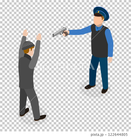 3D Isometric Flat Illustration of Police Patrol. Item 1 3D Isometric Flat Illustration of Police Patrol. Item 1 122644805