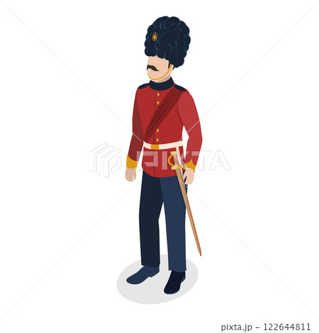 3D Isometric Flat Set of British People Set. Item 3 3D Isometric Flat Set of British People Set. Item 3 122644811