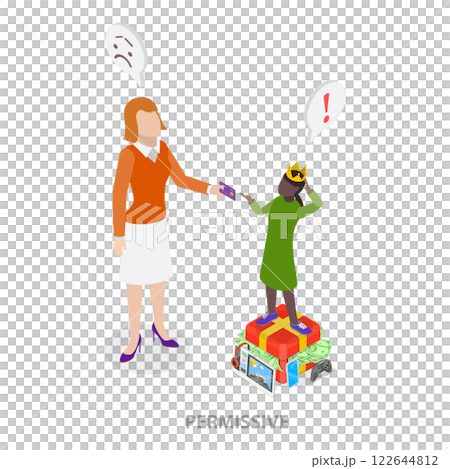 3D Isometric Flat  Illustration of Parenting Styles. Item 2 122644812