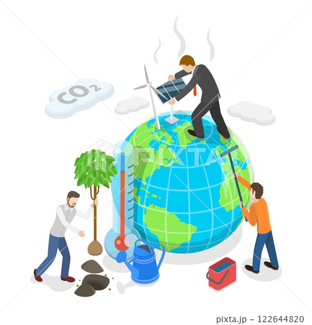 3D Isometric Flat  Illustration of Eco Friendly Solutions. Item 1 122644820
