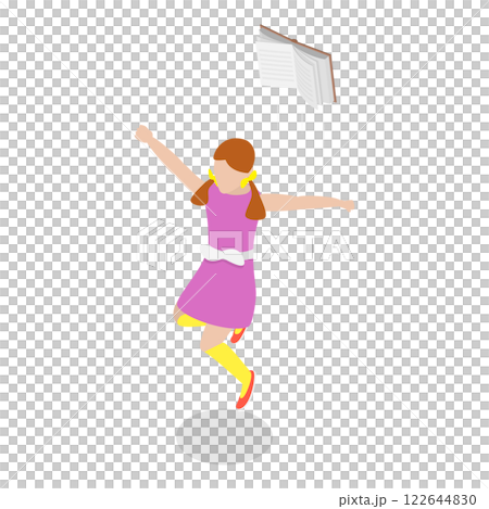 3D Isometric Flat  Illustration of Jumping Happy Kids. Item 4 122644830