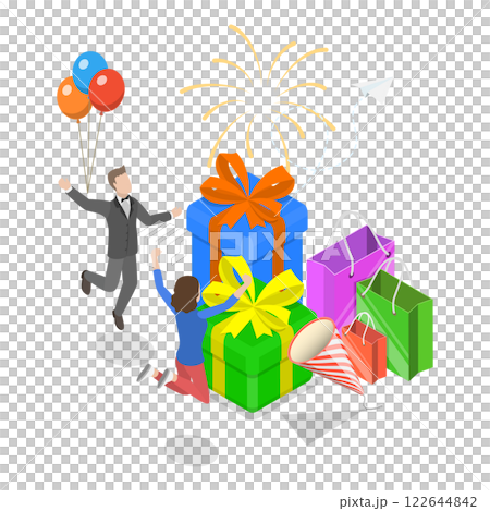 3D Isometric Flat Illustration of Celebrating Party. Item 3 3D Isometric Flat Illustration of Celebrating Party. Item 3 122644842