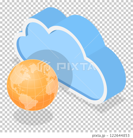 3D Isometric Flat  Icon Set. Cloud Technologies. Item 13 122644853
