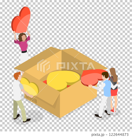 3D Isometric Flat  Illustration of Charity Services. Item 3 122644873