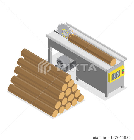 3D Isometric Flat  Illustration of Sawmill. Item 1 122644880