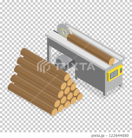 3D Isometric Flat  Illustration of Sawmill. Item 1 122644880