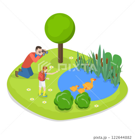 3D Isometric Flat  Illustration of Ornithology. Item 3 122644882