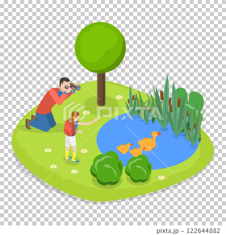 3D Isometric Flat  Illustration of Ornithology. Item 3 122644882