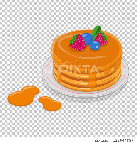 3D Isometric Flat  Set of Pancakes. Item 3 122644887
