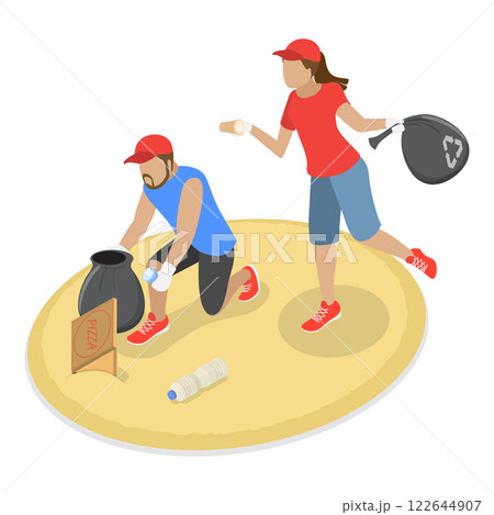 3D Isometric Flat  Illustration of Plogging Challenge. Item 1 122644907