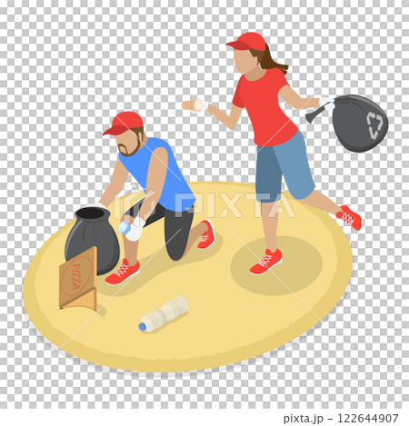 3D Isometric Flat  Illustration of Plogging Challenge. Item 1 122644907