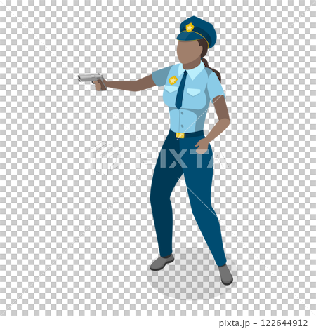 3D Isometric Flat  Illustration of Female Police Officer. Item 2 122644912