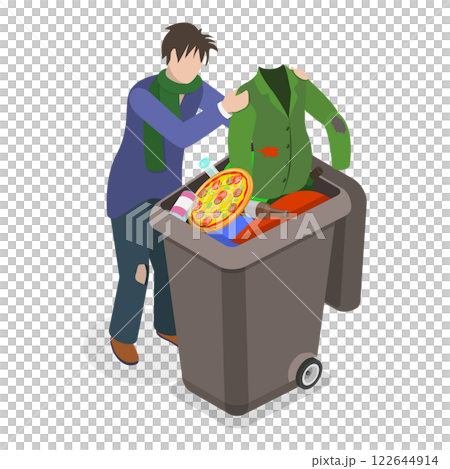 3D Isometric Flat  Set of Homeless People. Item 5 122644914