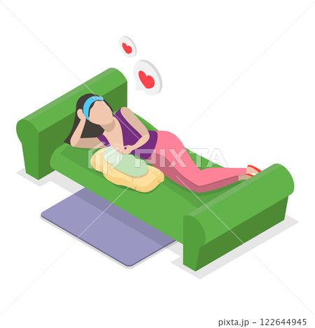 3D Isometric Flat  Illustration of Breastfeeding Positions. Item 3 122644945