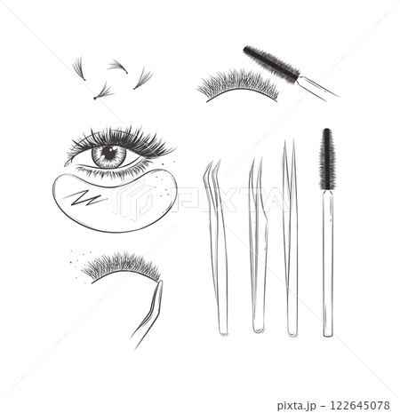 Lashes treatment tools collection white Lashes treatment tools collection white 122645078