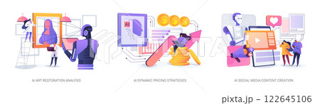 AI Advancing Art, Retail, and Creativity abstract concept vector illustrations. AI Advancing Art, Retail, and Creativity abstract concept vector illustrations. 122645106