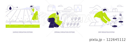 Irrigation systems abstract concept vector illustrations. 122645112