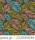 Seamless vector pattern palm dypsis leaves. Summer palm leaves tropical fabric design. Dypsis lutescens seamless pattern. Vector endless illustration. 122645646