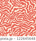 Wavy swirl vector seamless pattern Hand drawn 1970 vector illustration. Sixties pattern trippy. Groovy hippy style. 122645648