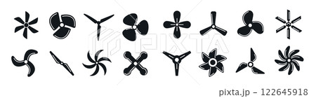 Vector screw fan prop tyrbine blade motor. Rotor shape boat air propeller symbol industry cooler 122645918