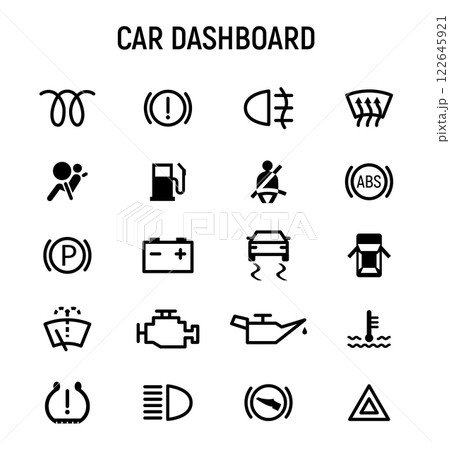Car Dashboard Symbols and Warning Lights Icon Set for Vehicle Alerts and Indicators Car Dashboard Symbols and Warning Lights Icon Set for Vehicle Alerts and Indicators 122645921