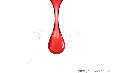 Red liquid droplet isolated. Red blood fluid clean minimal design 122646988