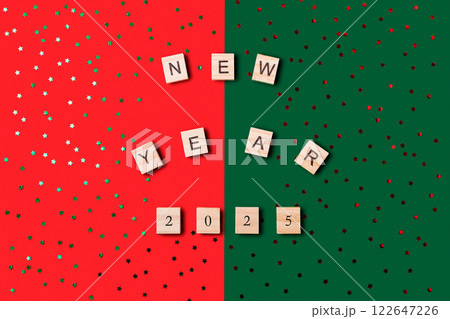 Green and red background with a large number of stars 122647226