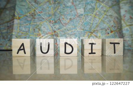 Wooden block with the word AUDIT written on it 122647227