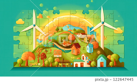 World Environment Day puzzle banner. 122647445