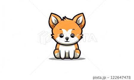 A cute cartoon dog is sitting on a white background A cute cartoon dog is sitting on a white background 122647478