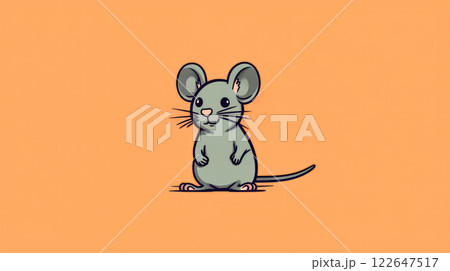 A cartoon mouse is standing on a yellow background A cartoon mouse is standing on a yellow background 122647517