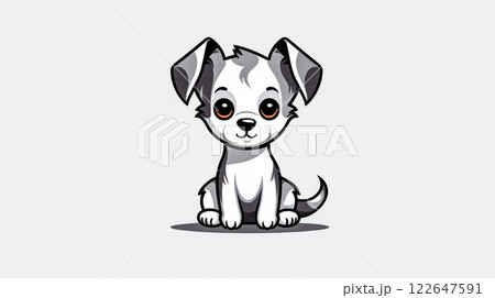 A cartoon dog is sitting on a white background A cartoon dog is sitting on a white background 122647591