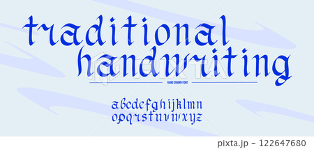 Gothic alphabet. Medieval handwritten typeface in old style made with calligraphy pen. Traditional 122647680