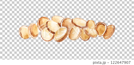 Golden coins, Money Heap or Pile. Hand drawn watercolor US dollar currency illustration isolated on a white background. Symbol of wealth and riches. Business and finance concept design element. 122647907