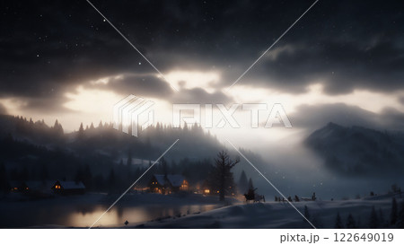 雪国のクリスマスの風景　AI画像 122649019