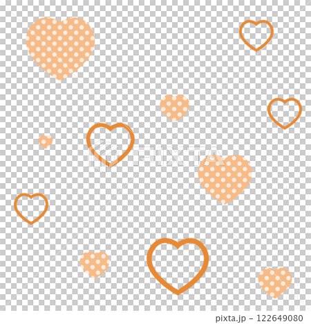 橙色可愛圓點心形圖案 122649080