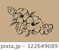 レトロなハイビスカスのイラスト 122649089