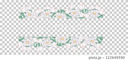 Watercolor Illustration Tropical Frame with Lush Foliage and White Lotuses, Template for Print, Textile and Web 122649590