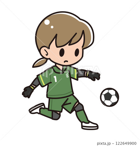 サッカーボールを蹴るゴールキーパーの子ども サッカーボールを蹴るゴールキーパーの子ども 122649900