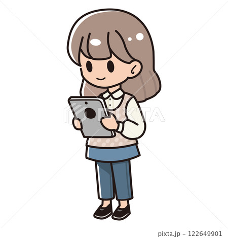 タブレット端末を使う女の子 122649901