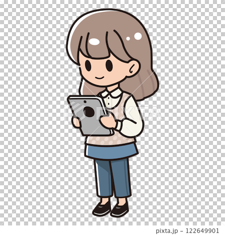 タブレット端末を使う女の子 122649901
