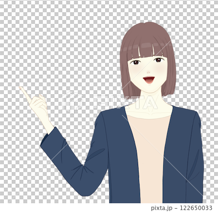 Businesswoman pointing upwards 122650033