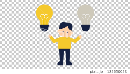 Illustration of inspiration and choice | Concept of comparing ideas and making a decision Illustration of inspiration and choice | Concept of comparing ideas and making a decision 122650038