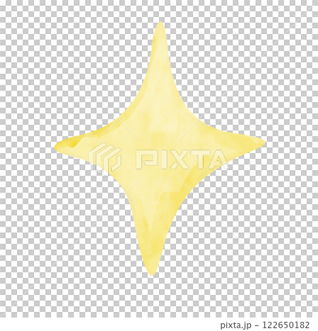Watercolor Yellow Star with Four Points in Childish Style Clipart Illustration for Textile, Print and Web Design 122650182