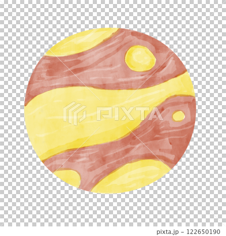 Watercolor Planet Yellow and Red in Childish Style Clipart Illustration for Textile, Print and Web Design	 122650190