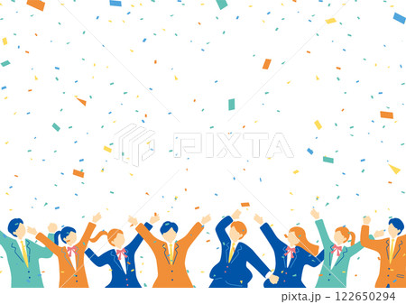 盛り上がる制服の学生たち 122650294