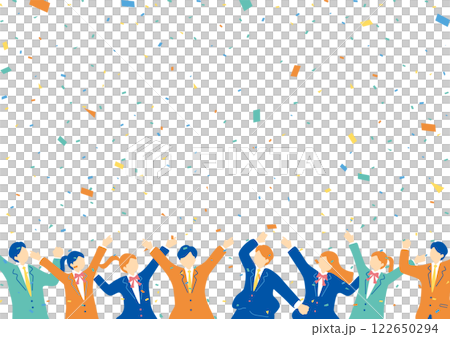 Students in uniforms getting excited Students in uniforms getting excited 122650294